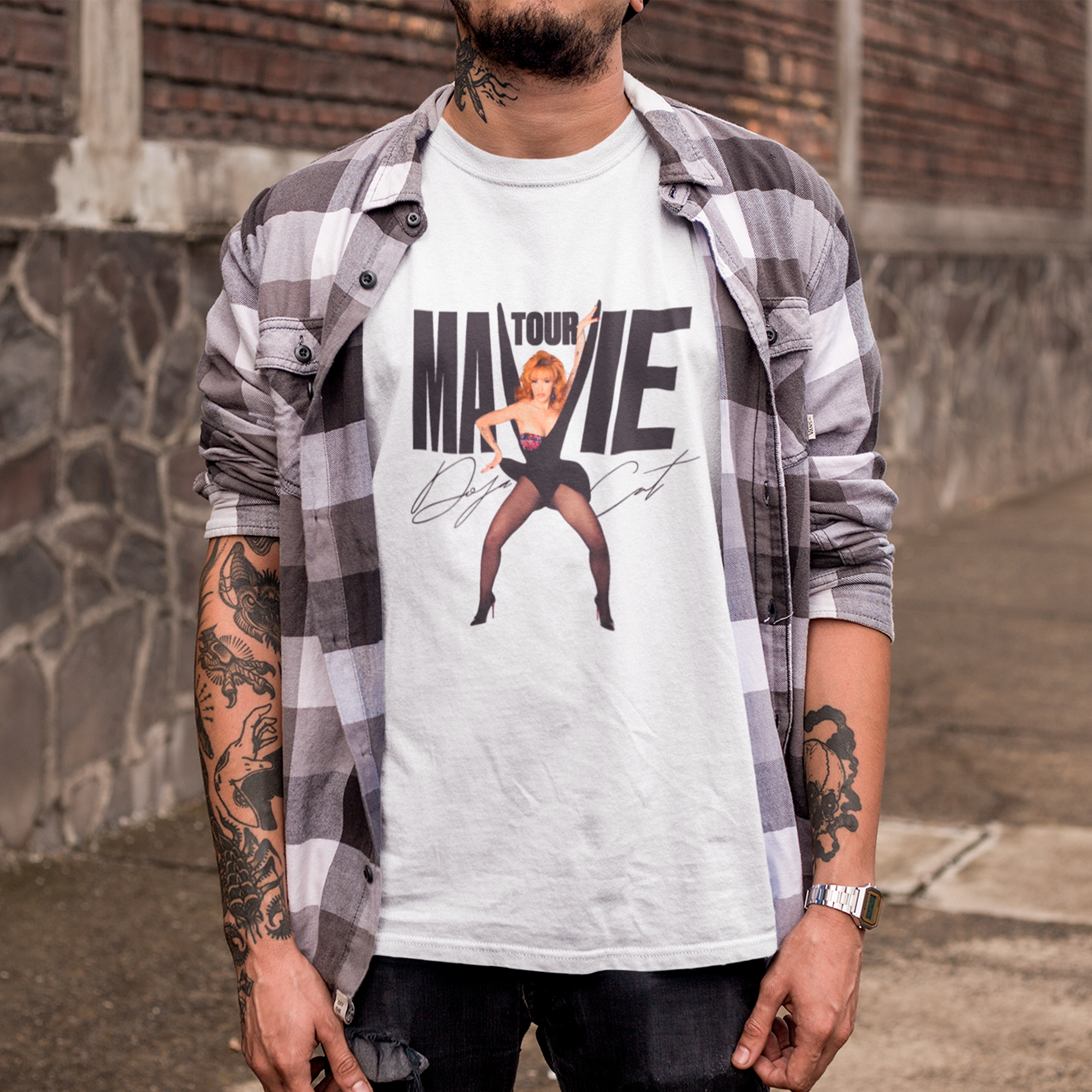 Camiseta Básica Doja Cat Mavie Tour - Branco