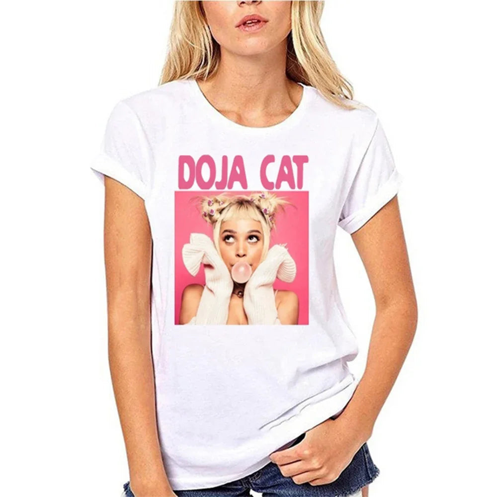 Camiseta Básica Doja Cat Bubble Gum - Branco