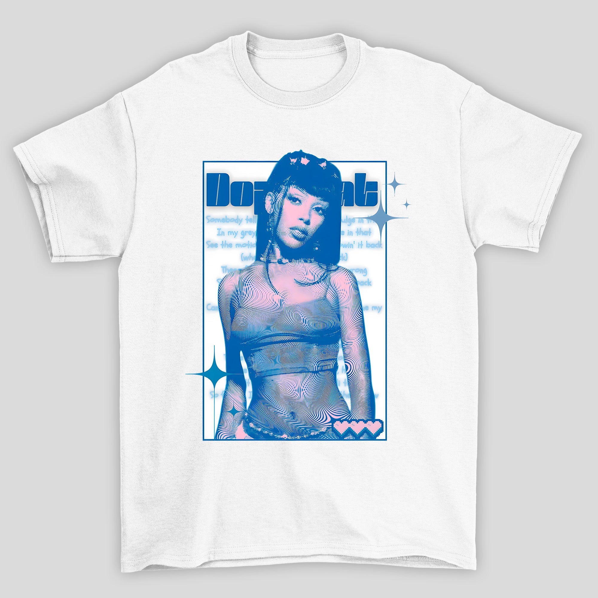 Camiseta Básica Doja Cat Blue Poster - Branco