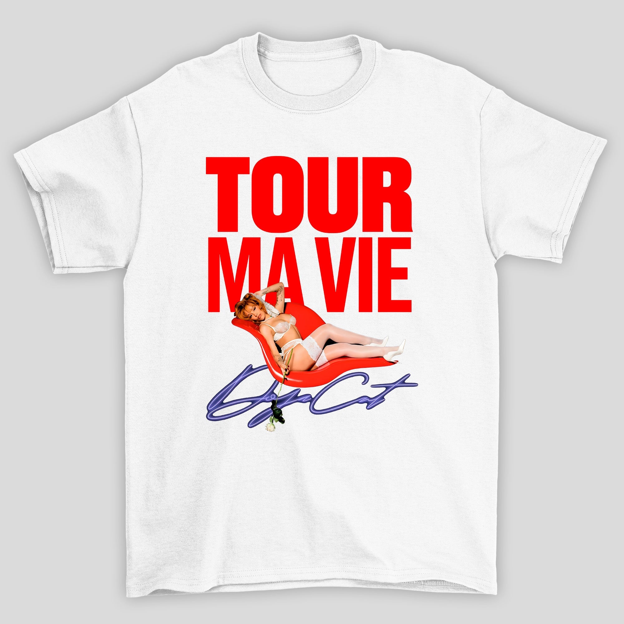Camiseta Básica Doja Cat Tour Ma Vie - Branco