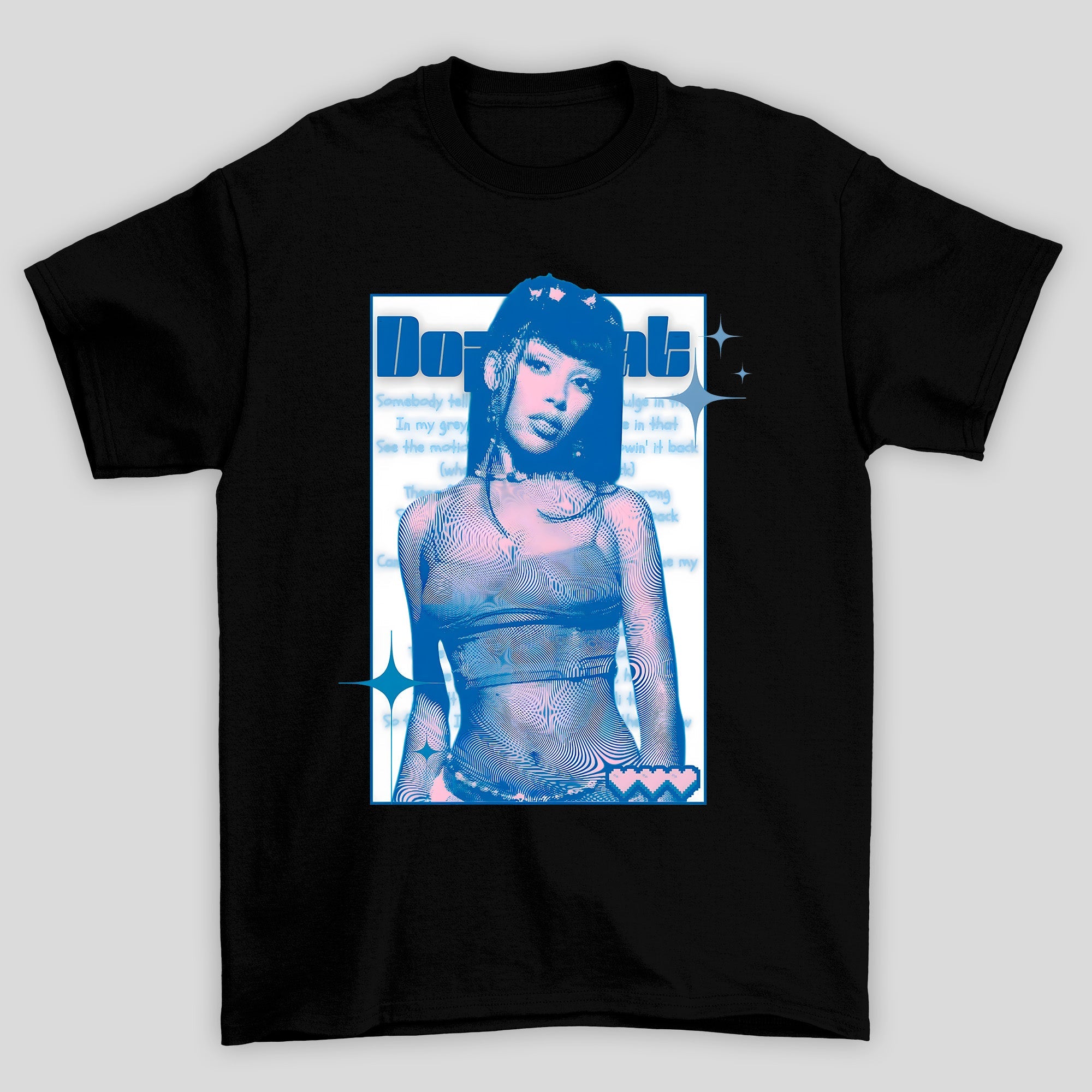 Camiseta Básica Doja Cat Blue Poster - Preto