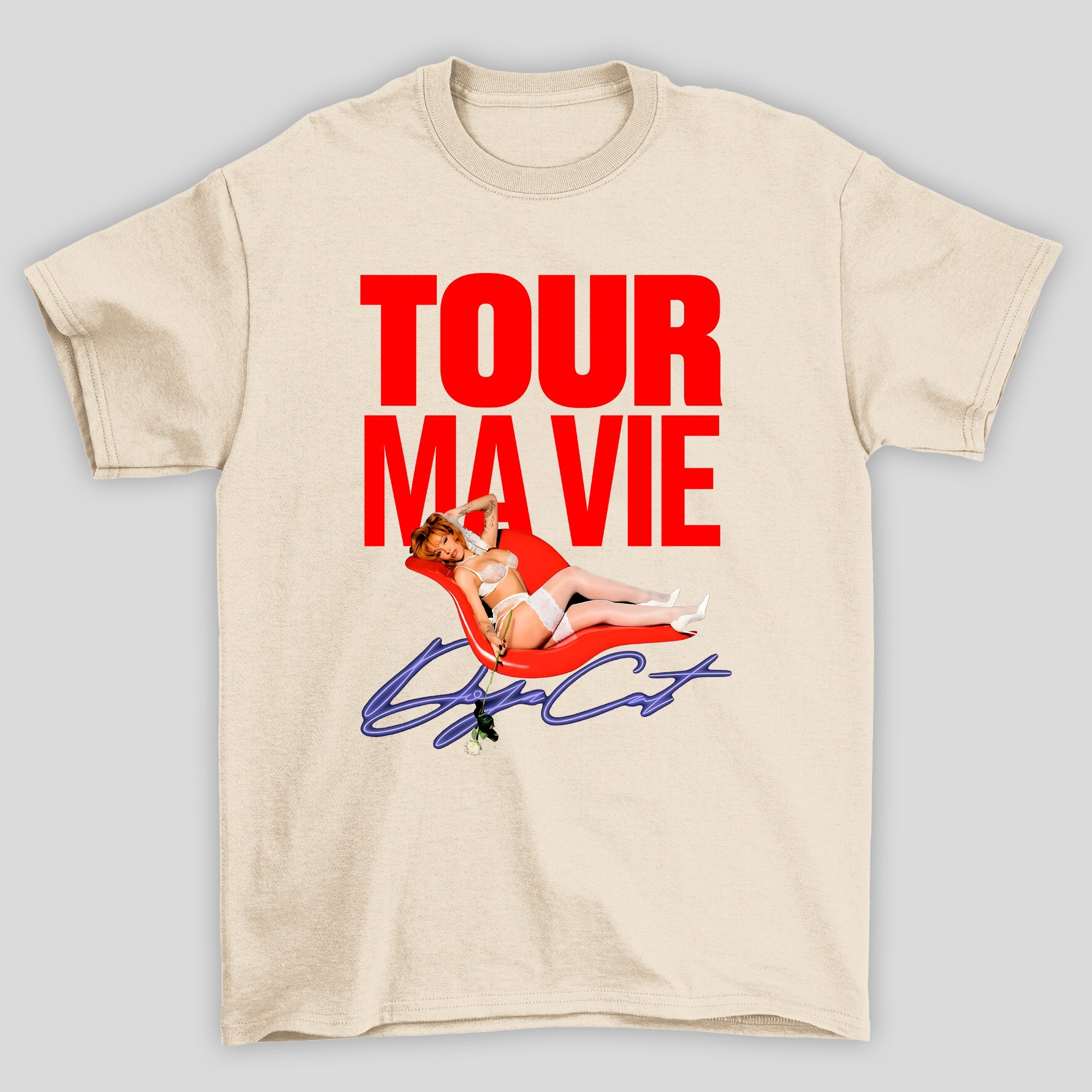 Camiseta Básica Doja Cat Tour Ma Vie - Pérola