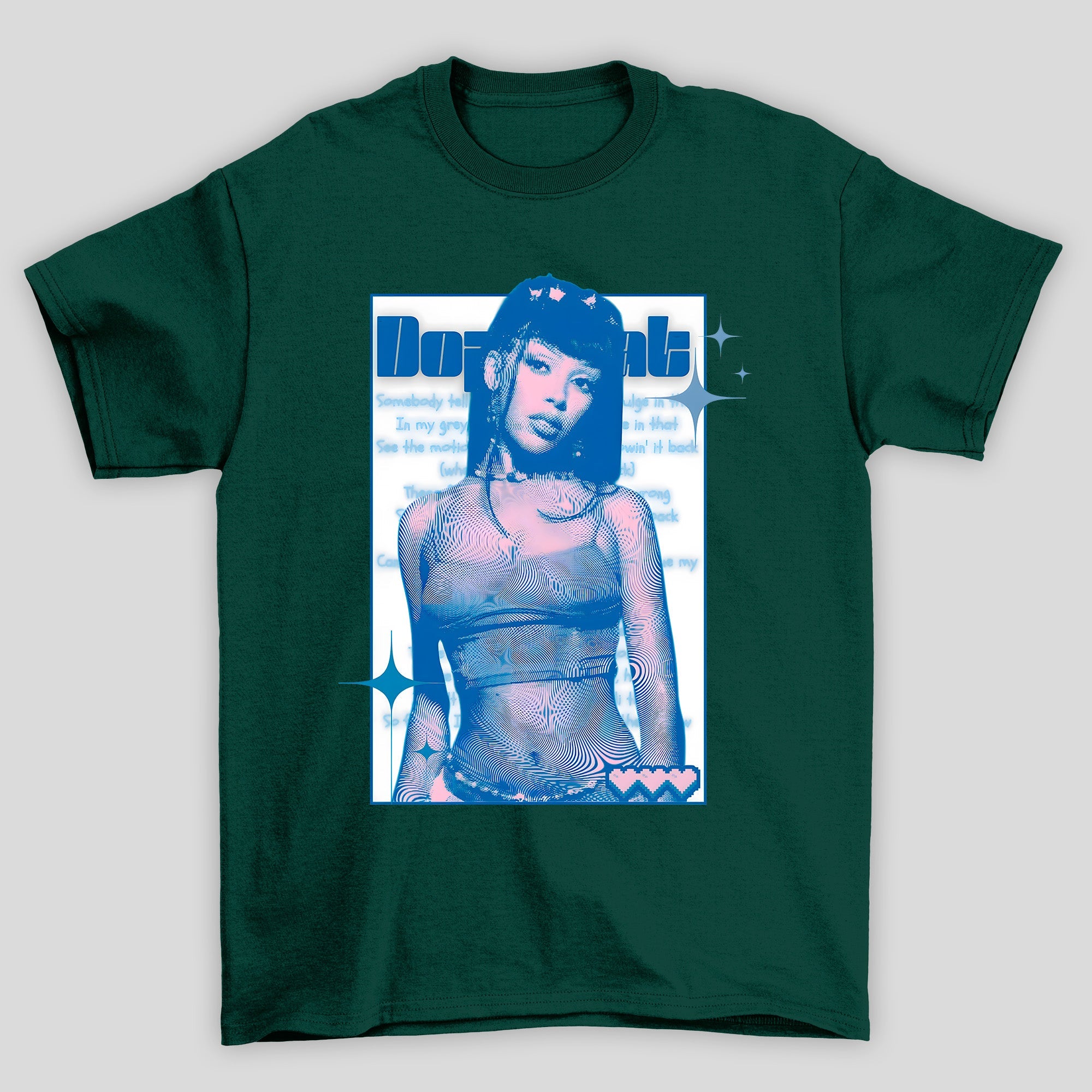 Camiseta Básica Doja Cat Blue Poster - Verde