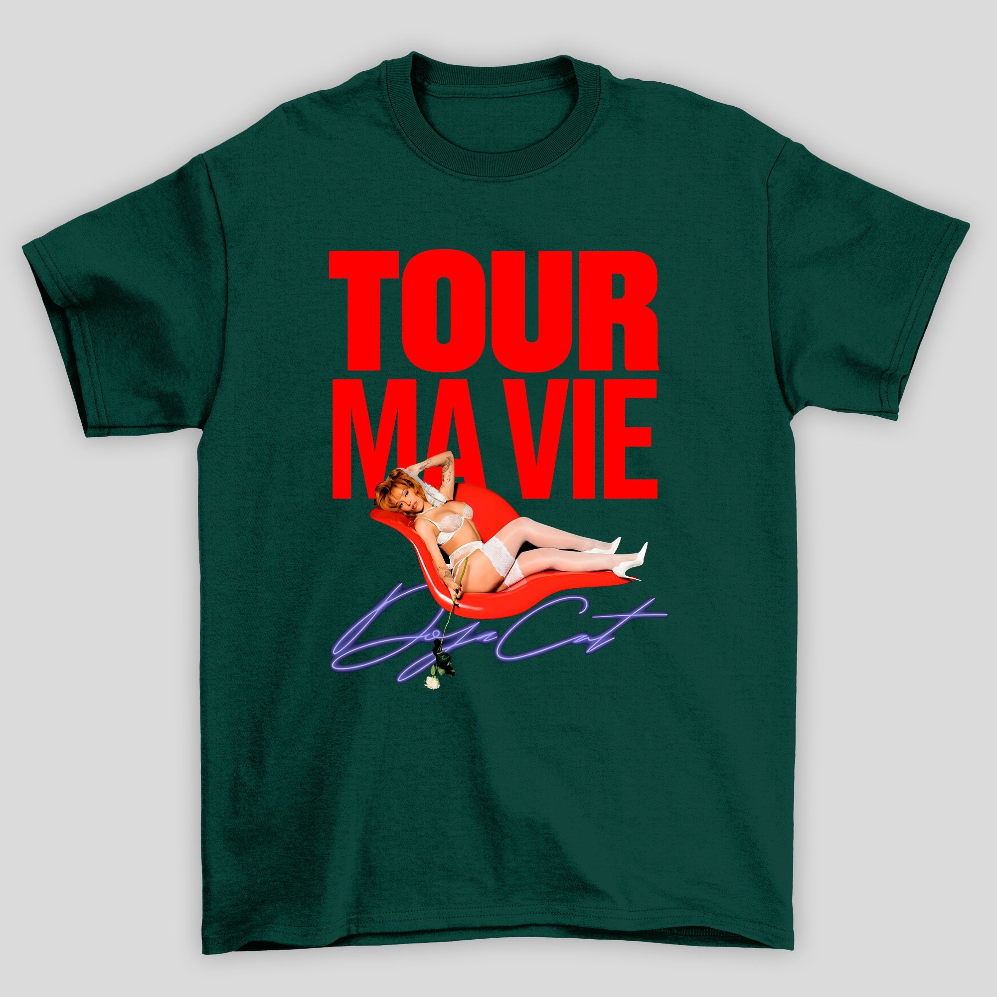 Camiseta Básica Doja Cat Tour Ma Vie - Verde