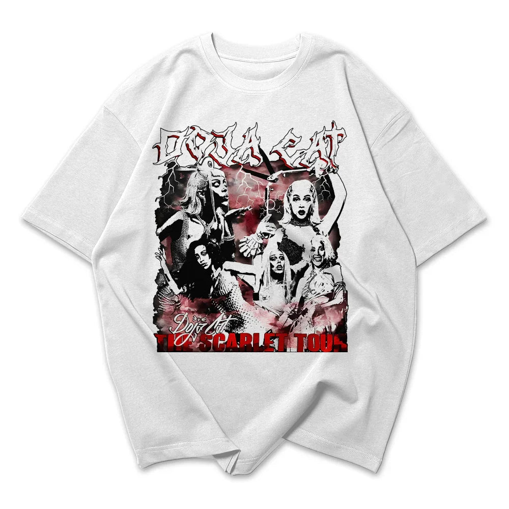 Camiseta Oversized Doja Cat The Scarlet Tour - Branco
