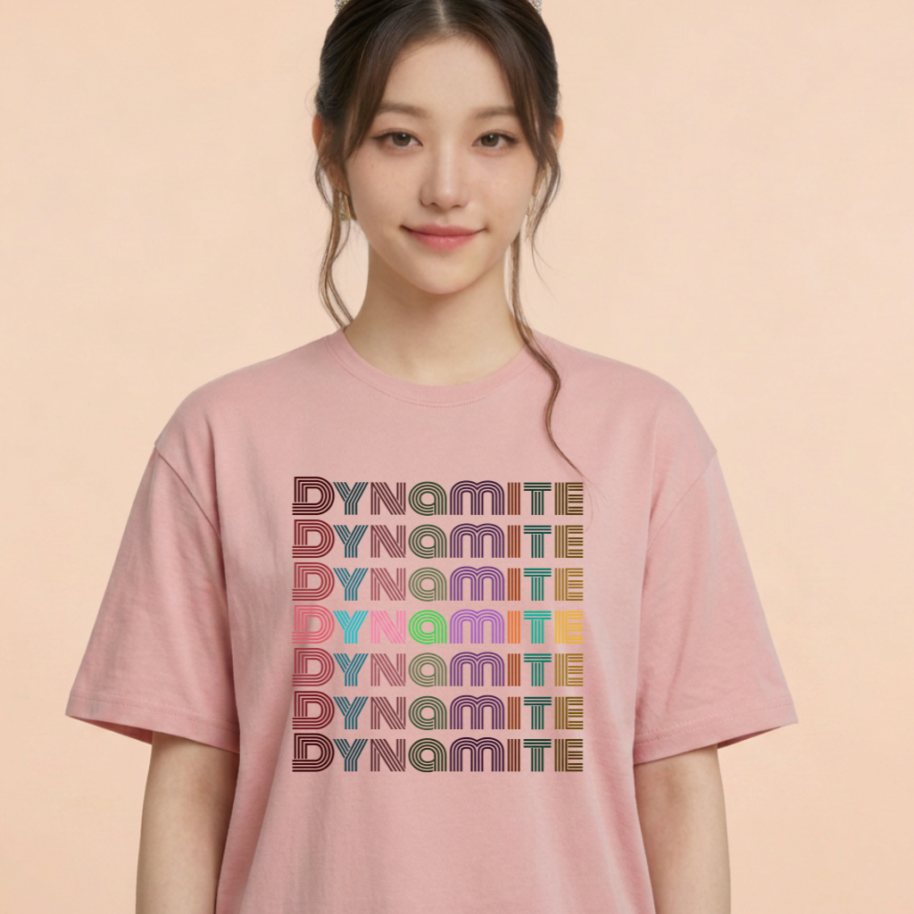 Camiseta BTS Dynamite Tipografia - Rosa (Wonyoung)