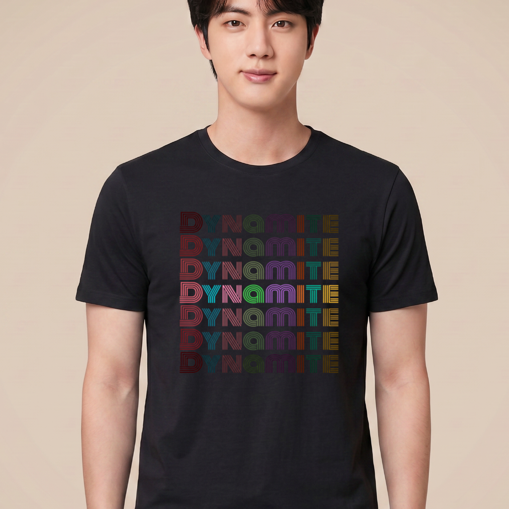 Camiseta BTS Dynamite Tipografia - Preta (Jin)