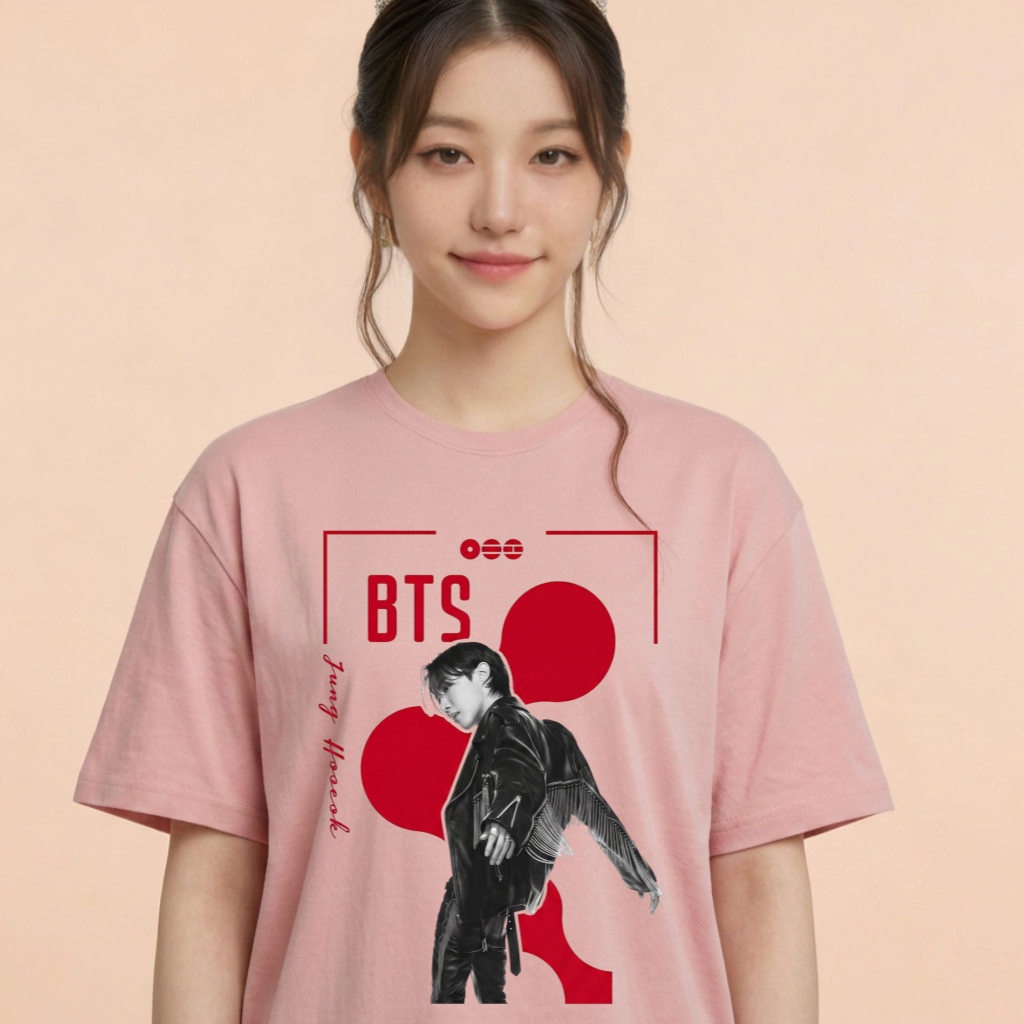 Camiseta BTS J-Hope Pôster - Rosa (Wonyoung)