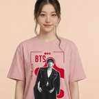 Camiseta BTS Jin Pôster - Rosa (Wonyoung)
