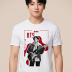 Camiseta BTS Jungkook Pôster - Branca (Jungkook)