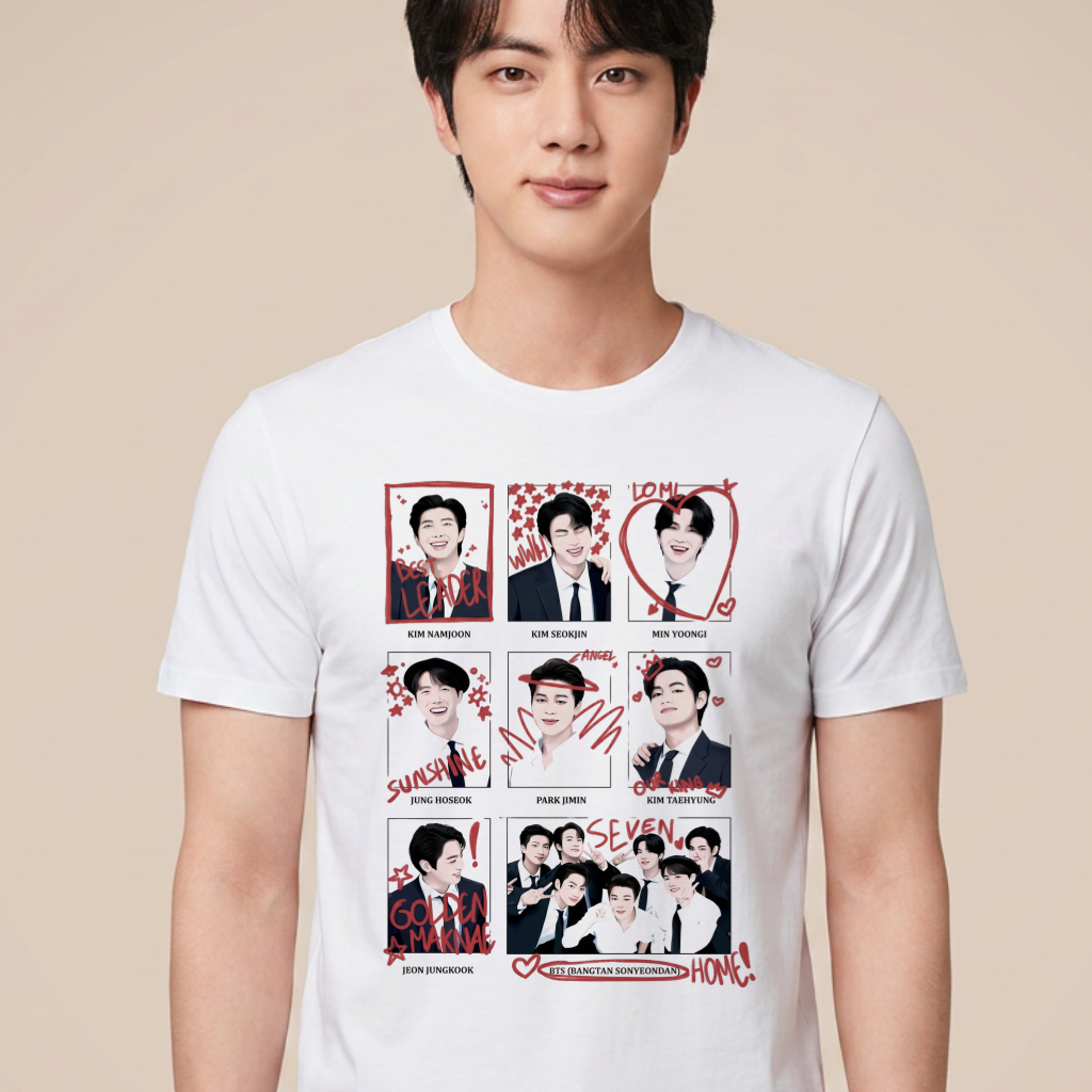 Camiseta BTS Membros Apelidos - Branca (Jin)
