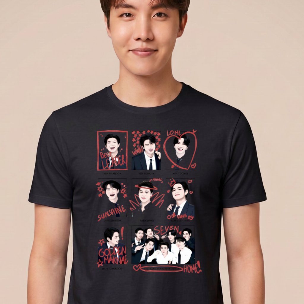 Camiseta BTS Membros Apelidos - Preta (J-Hope)