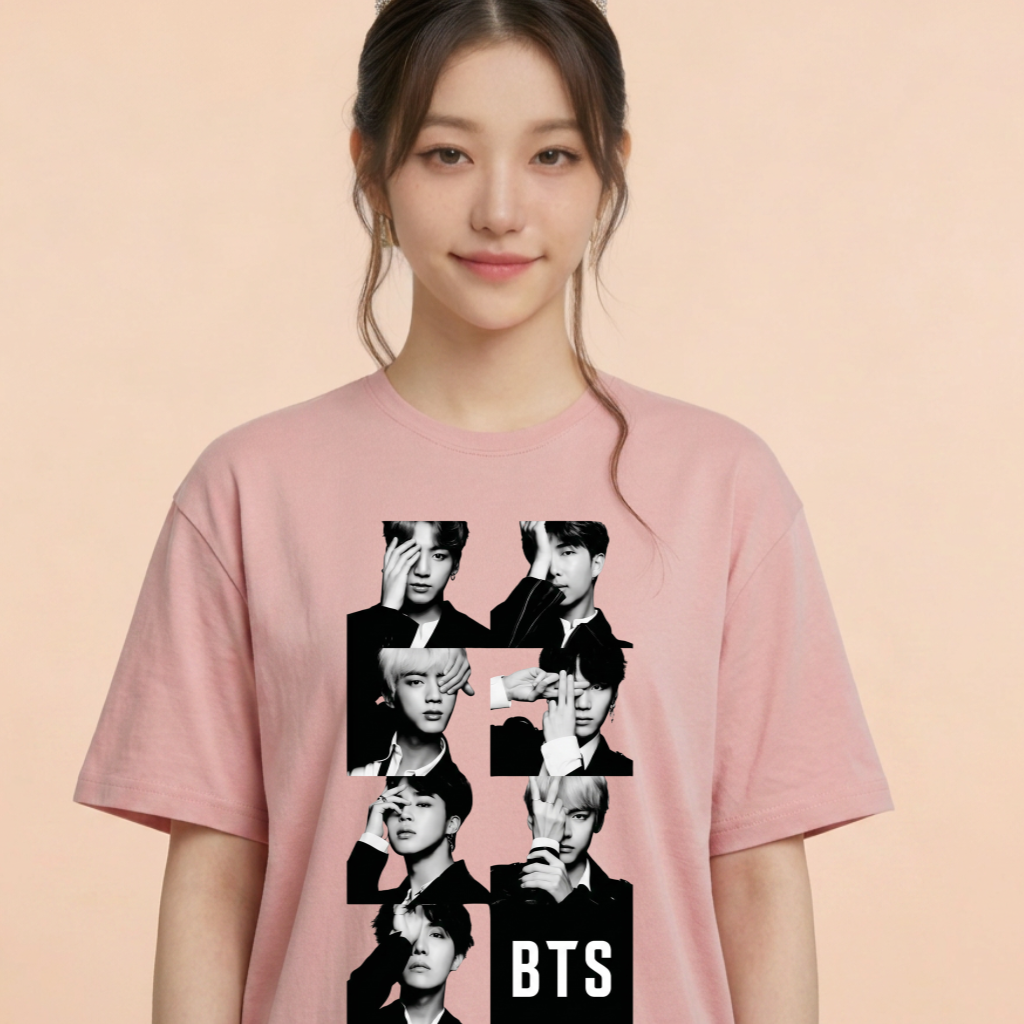 Camiseta BTS Monocromático - Rosa (Wonyoung)
