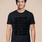 Camiseta BTS Nomes Reais - Preta (V)