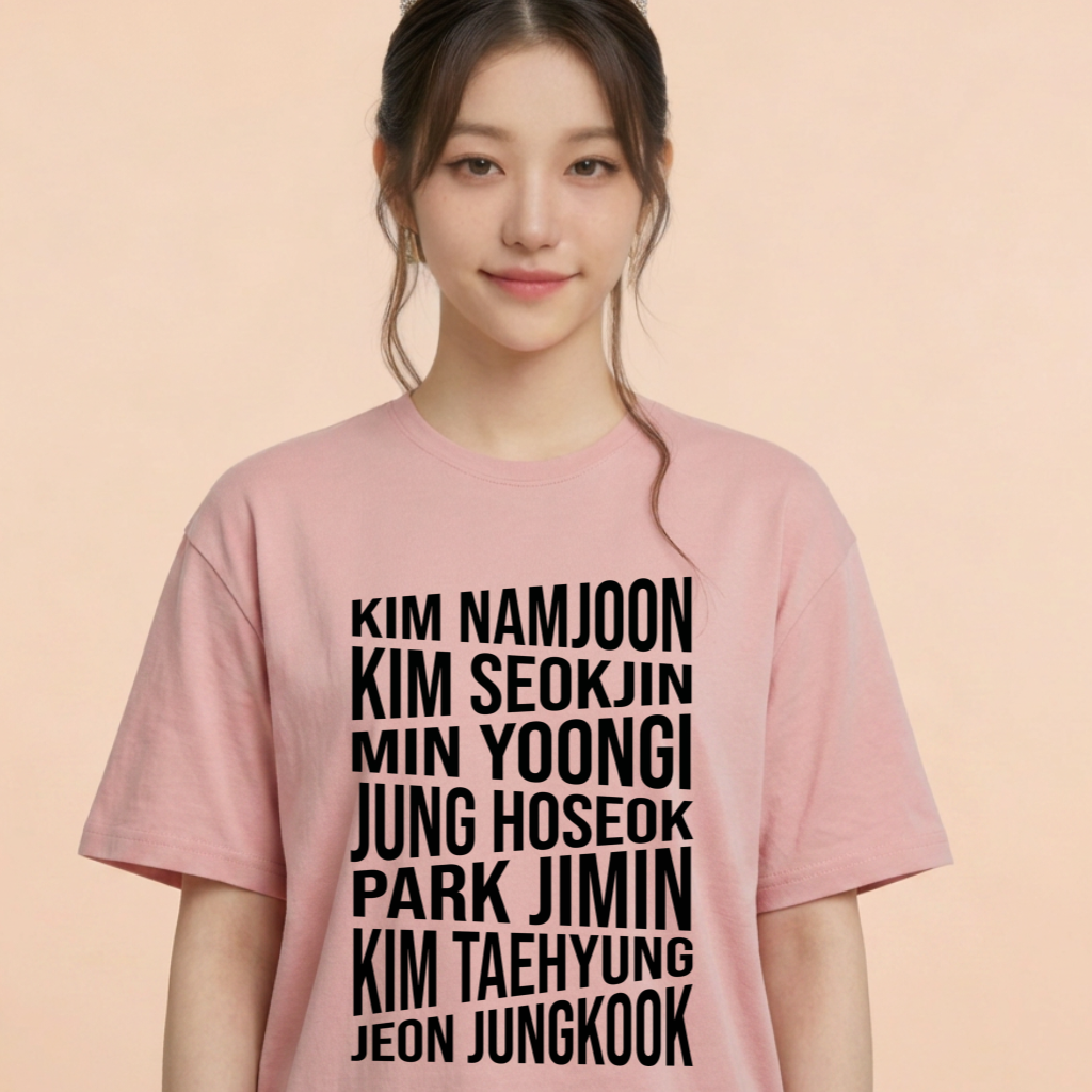 Camiseta BTS Nomes Reais - Rosa (Wonyoung)