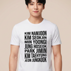 Camiseta BTS Nomes Reais - Branca (Jungkook)