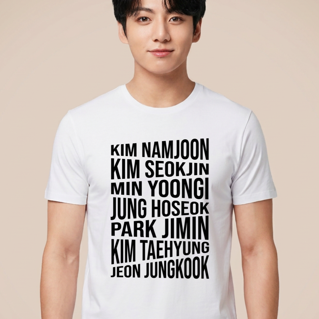Camiseta BTS Nomes Reais - Branca (Jungkook)