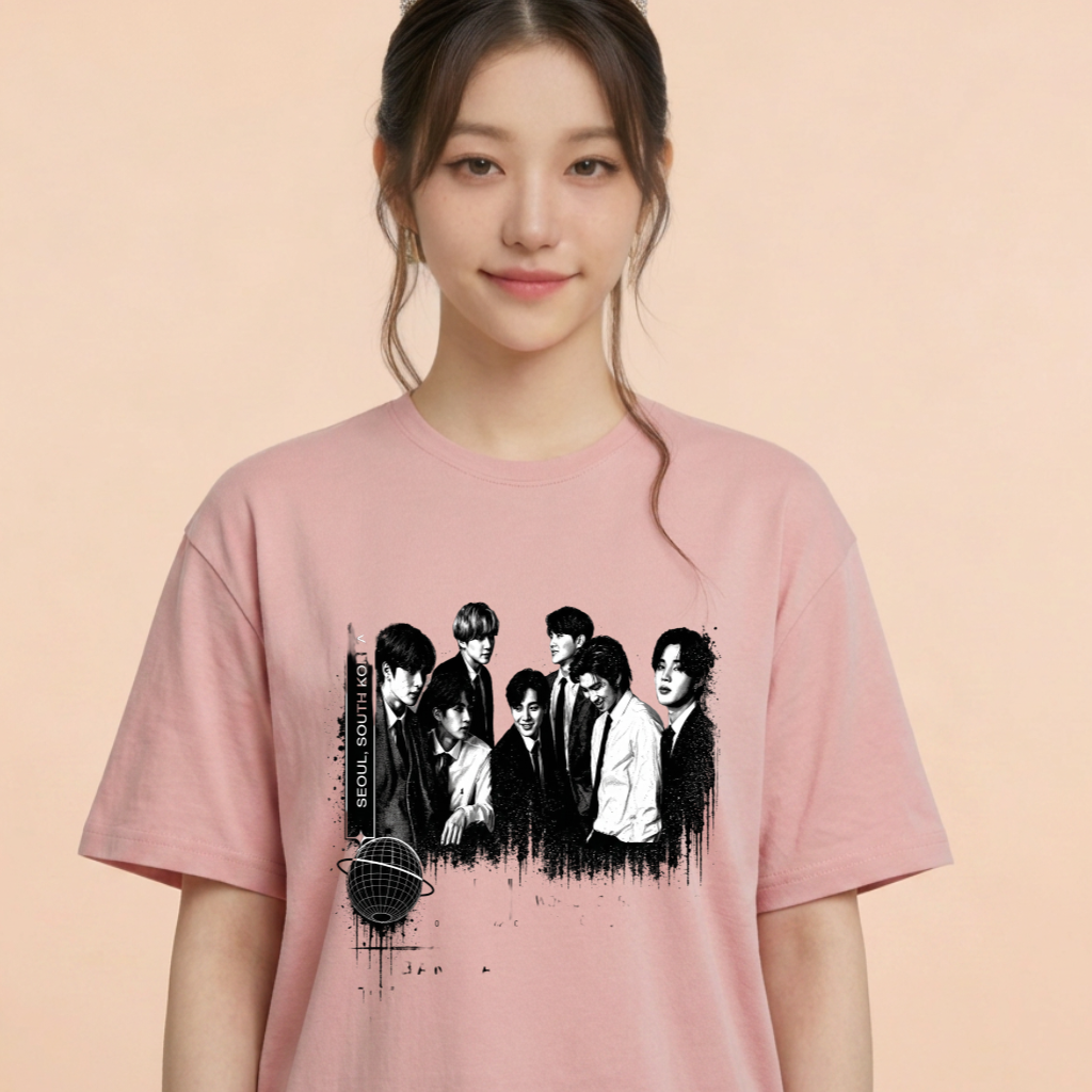 Camiseta BTS Vintage Seoul - Rosa (Wonyoung)