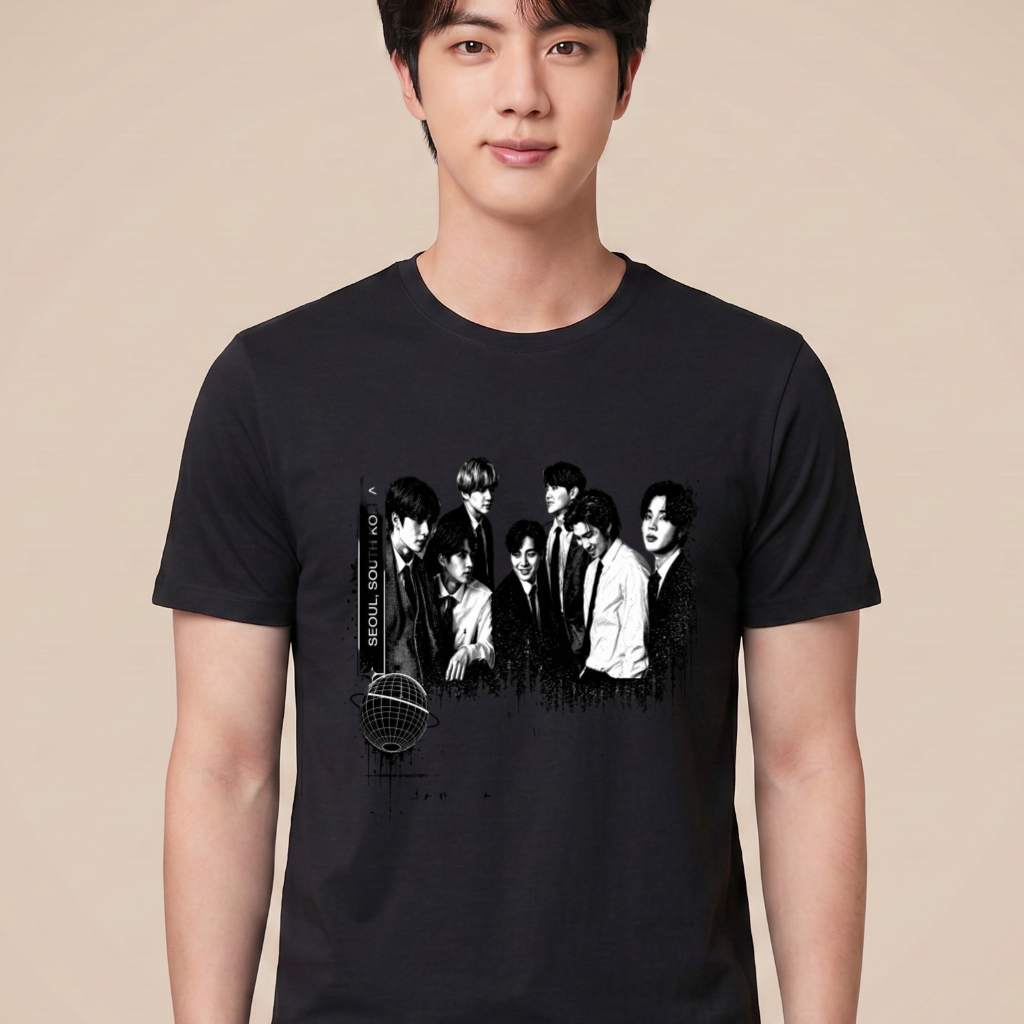 Camiseta BTS Vintage Seoul - Preta (Jin)