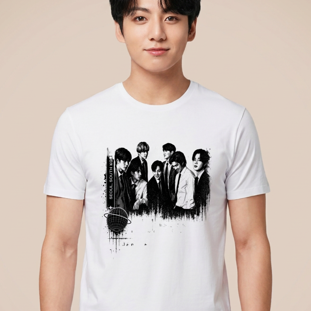 Camiseta BTS Vintage Seoul - Branca (Jungkook)