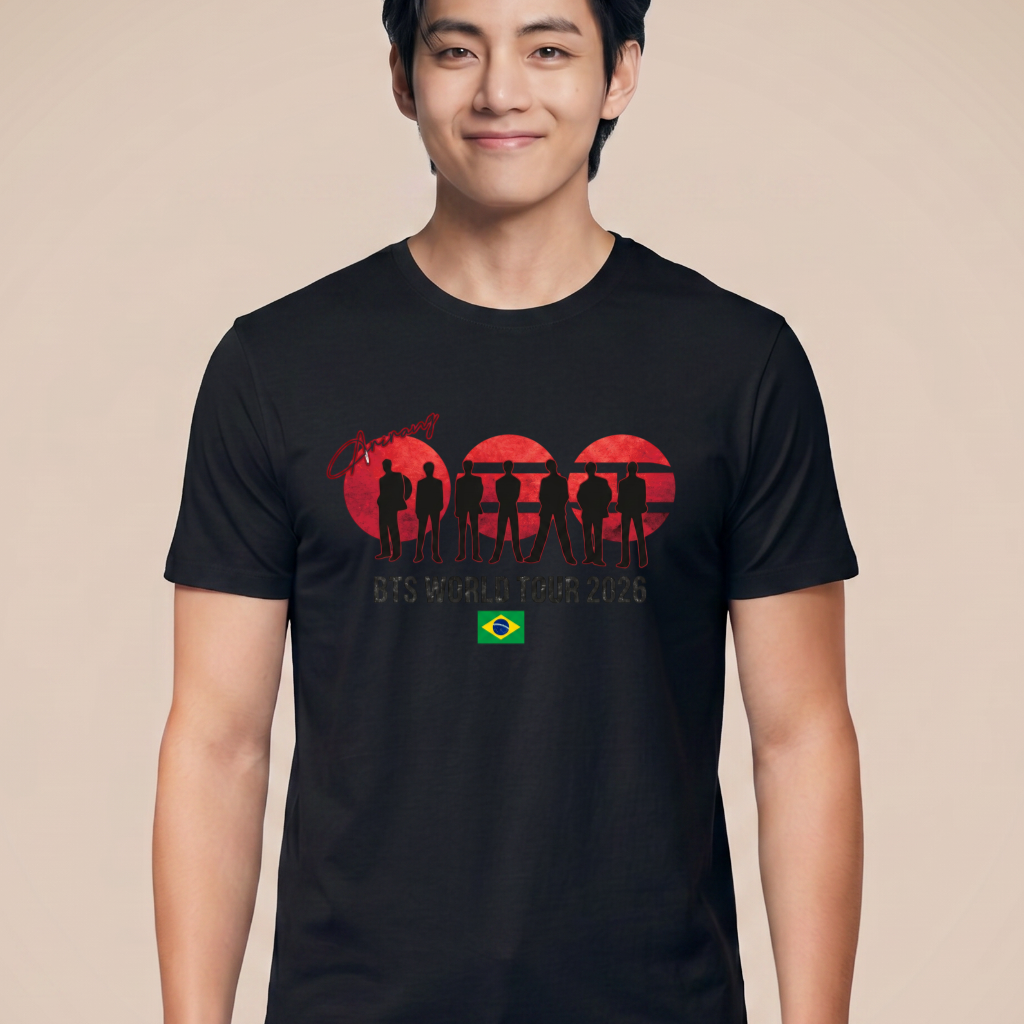 Camiseta BTS World Tour 2026 Brasil - Preta (V)