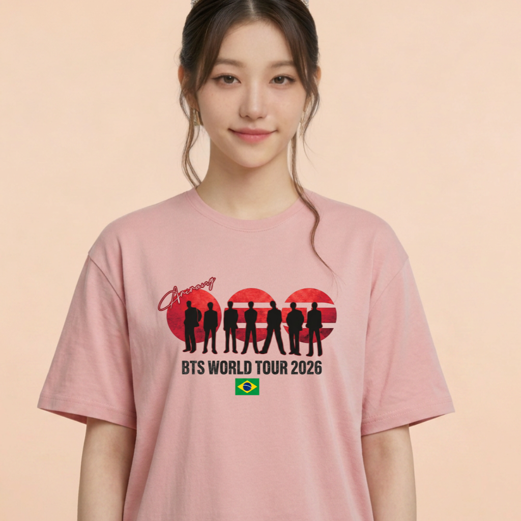 Camiseta BTS World Tour 2026 Brasil - Rosa (Wonyoung)