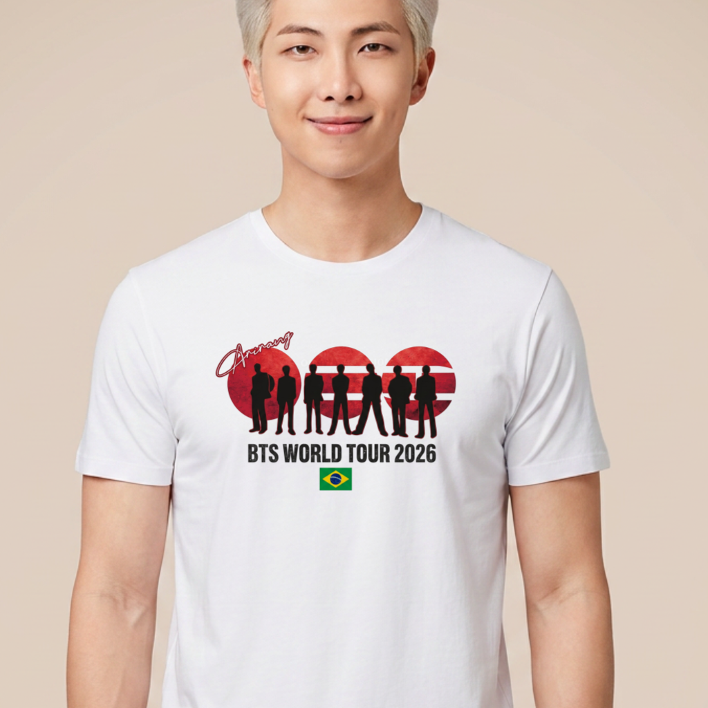 Camiseta BTS World Tour 2026 Brasil - Branca (RM)
