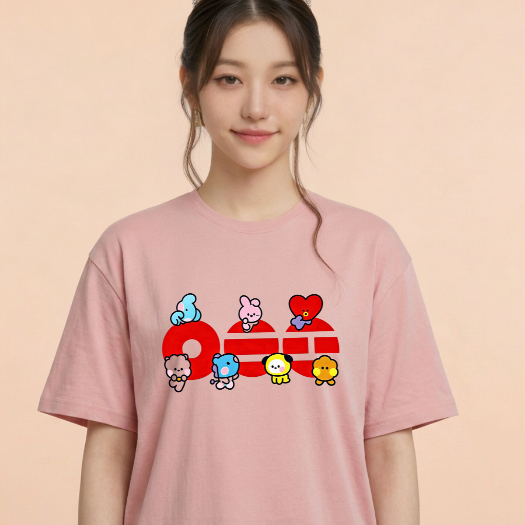 Camiseta BTS World Tour 2026 BT21 - Rosa (Wonyoung)