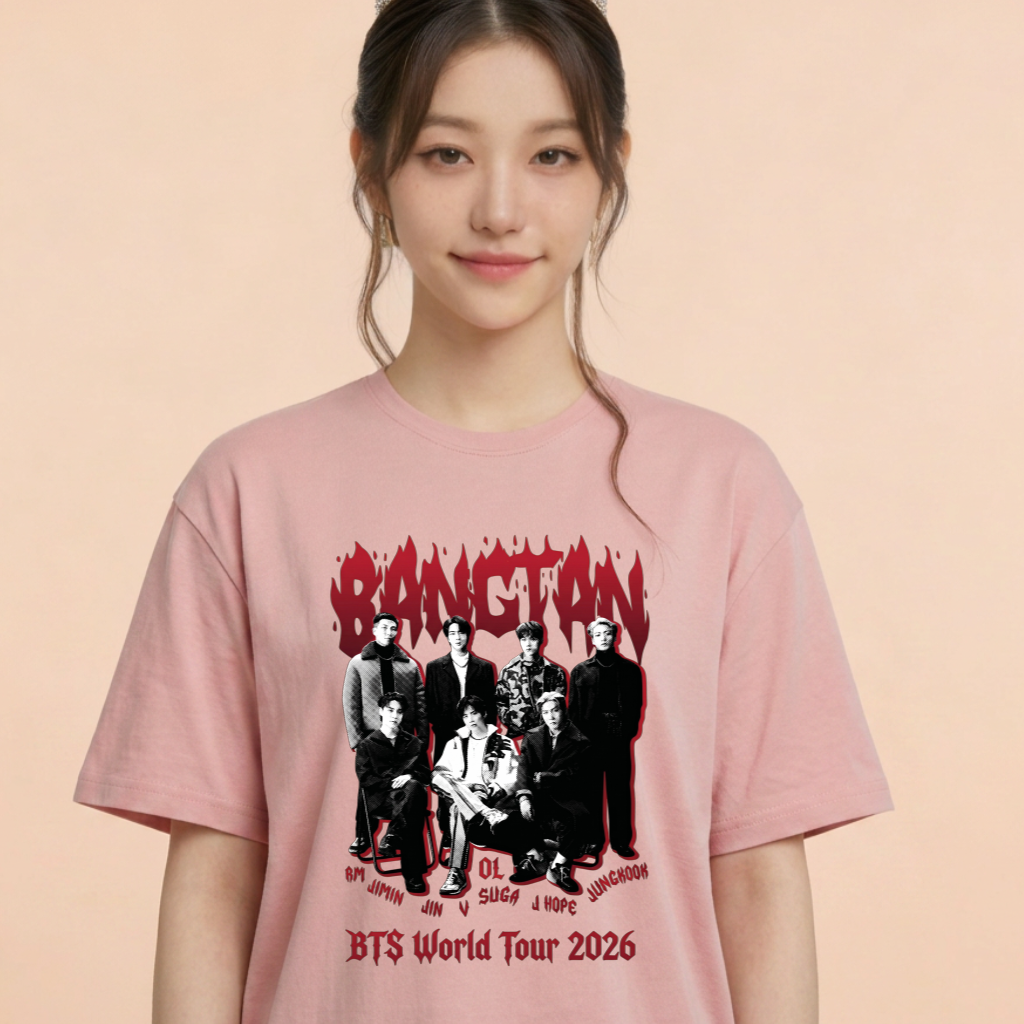 Camiseta BTS World Tour 2026 Flame - Rosa (Wonyoung)