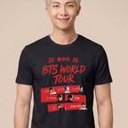 Camiseta BTS World Tour 2026 Membros - Preta (RM)