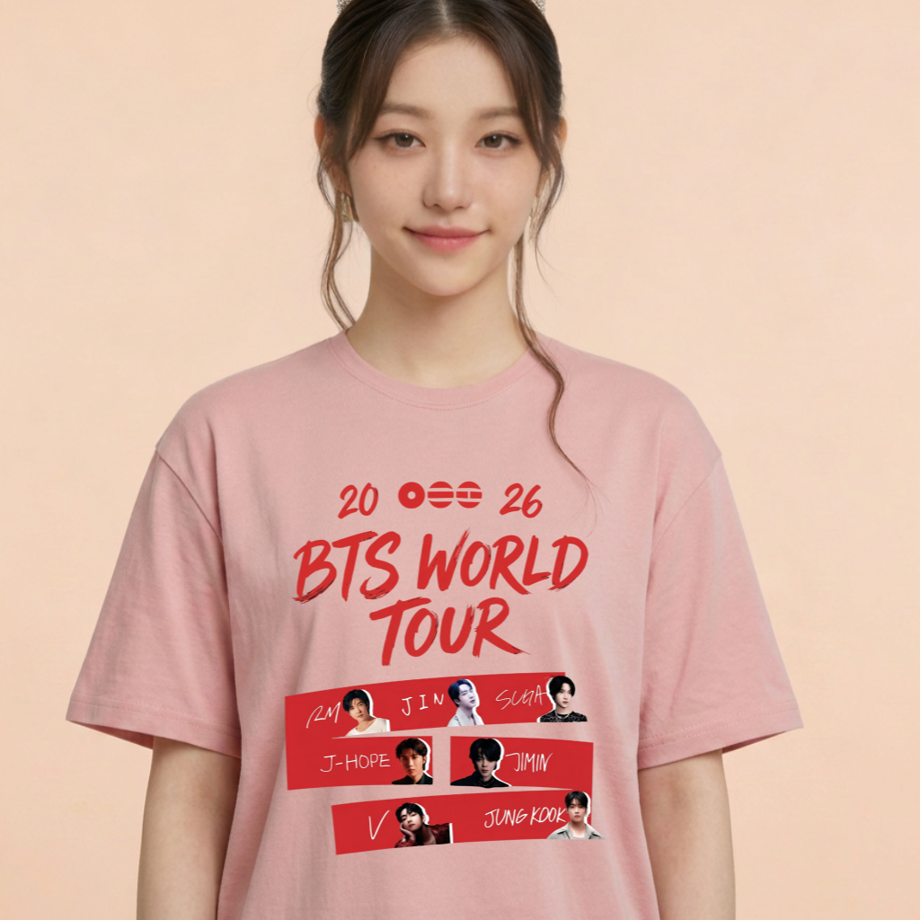 Camiseta BTS World Tour 2026 Membros - Rosa (Wonyoung)