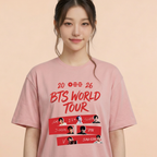 Camiseta BTS World Tour 2026 Membros - Rosa (Wonyoung)