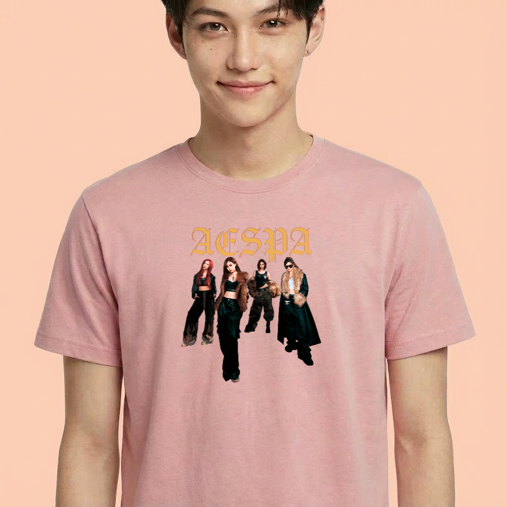 Camiseta camiseta-basica-aespa-dirty-work-concept - Rosa