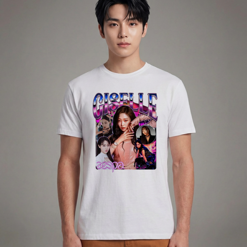 Camiseta Básica Aespa Giselle Vintage - Branca