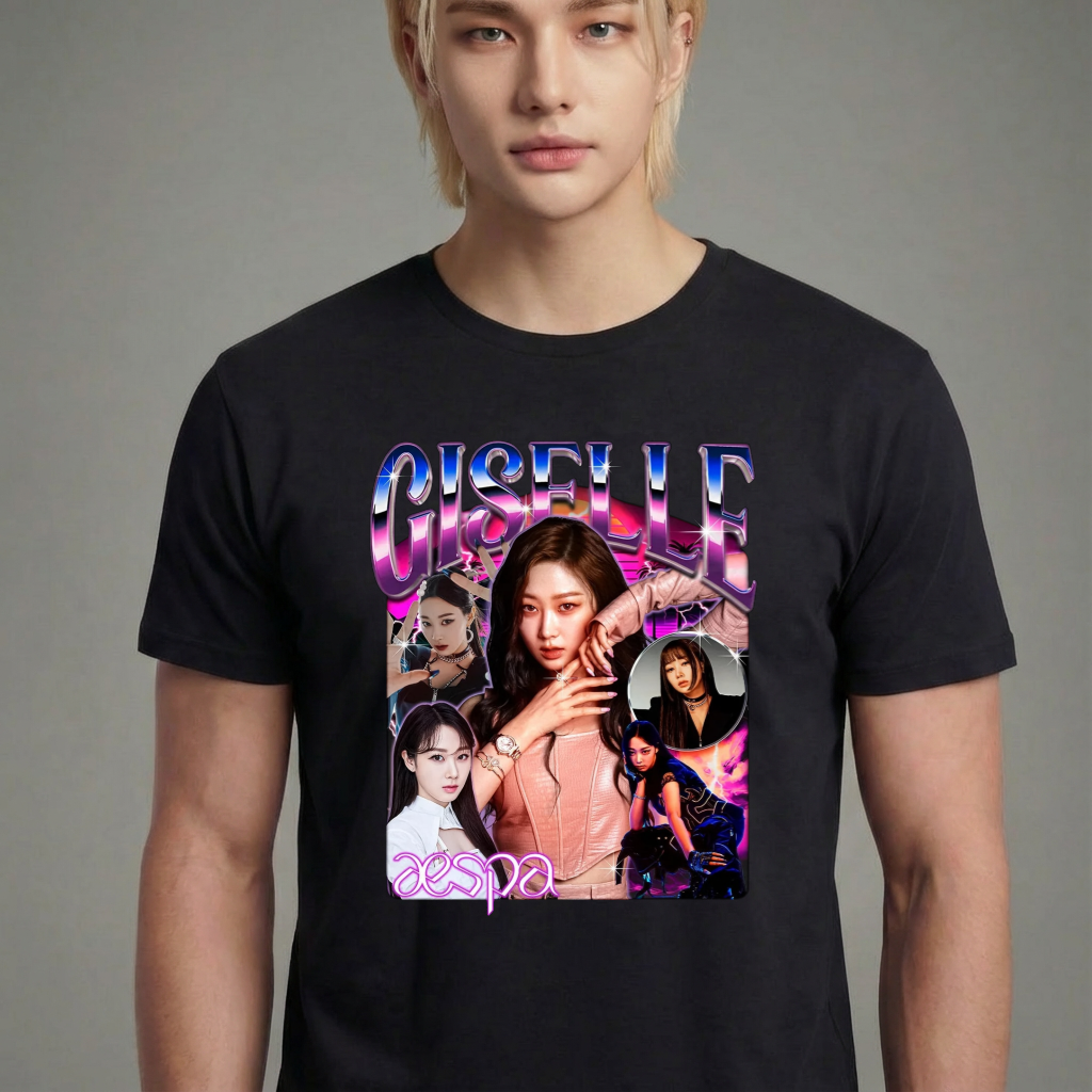 Camiseta camiseta-basica-aespa-giselle-vintage - Preta