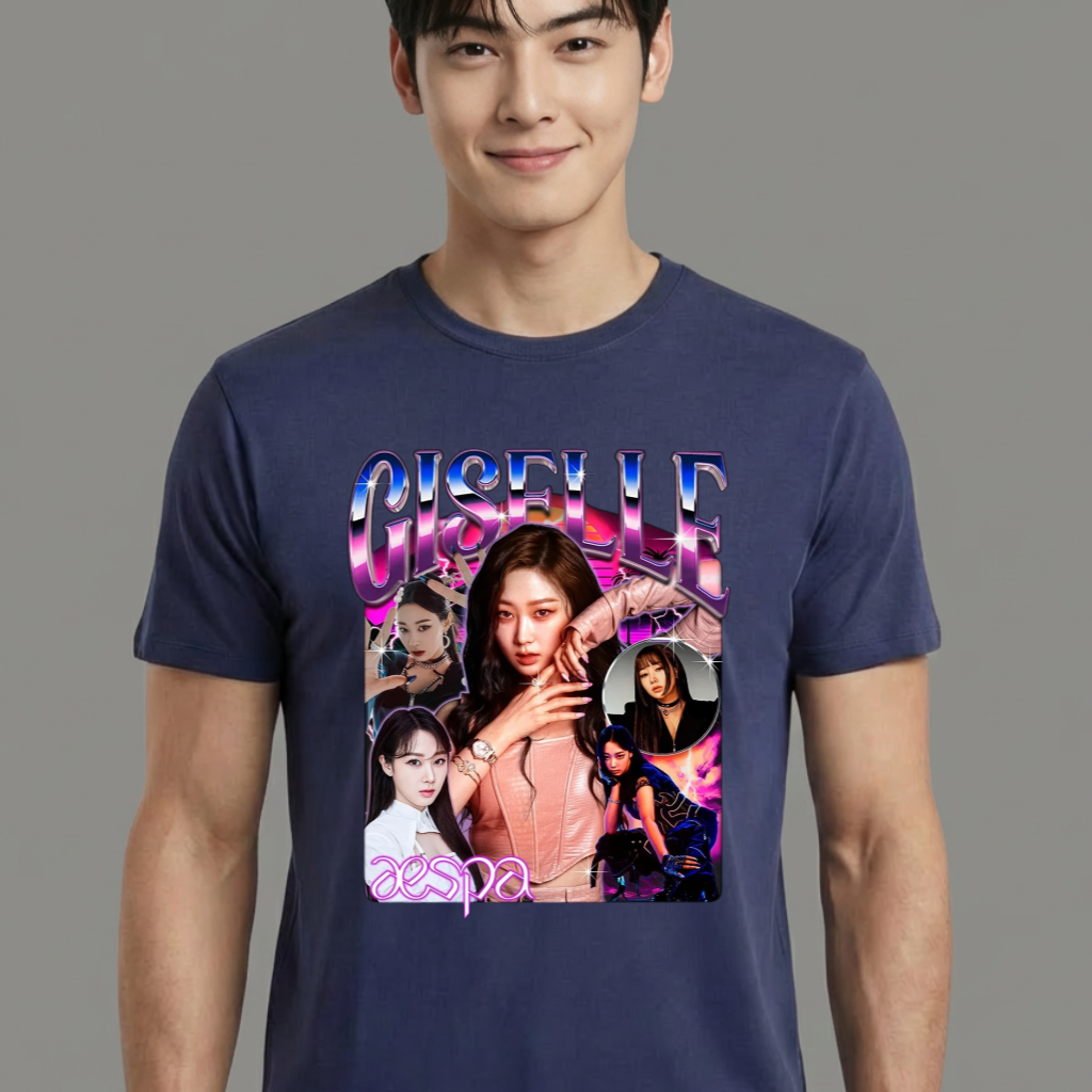 Camiseta camiseta-basica-aespa-giselle-vintage - Azul