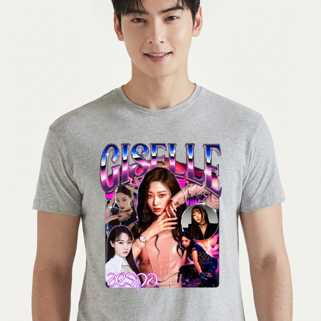 Camiseta camiseta-basica-aespa-giselle-vintage - Cinza