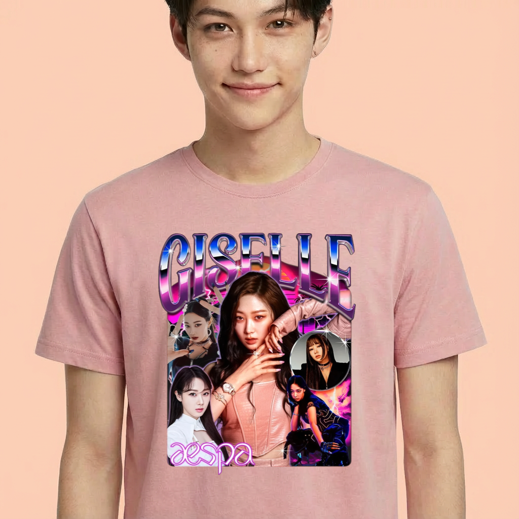 Camiseta camiseta-basica-aespa-giselle-vintage - Rosa