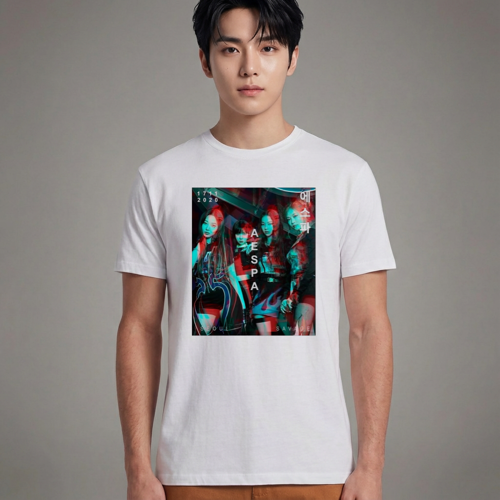 Camiseta Básica Aespa Glitch - Branca