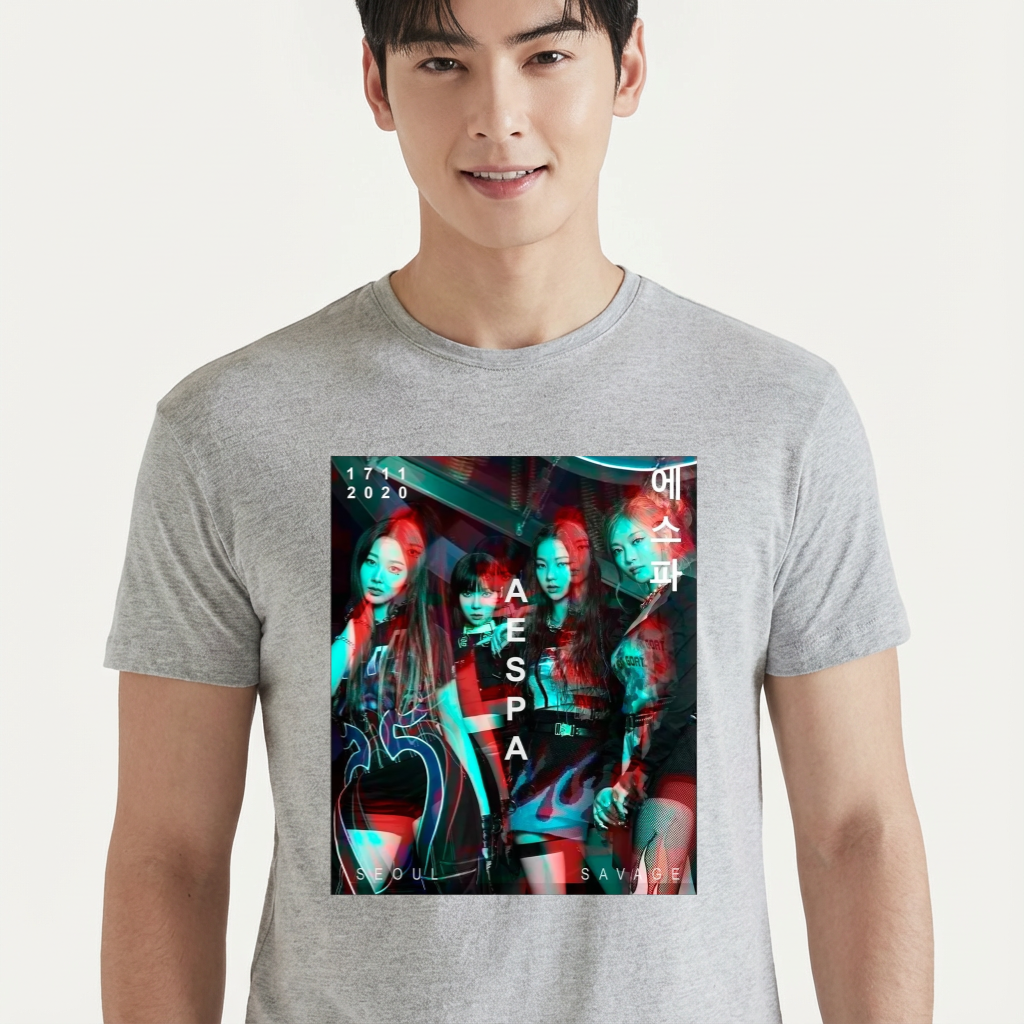Camiseta Aespa Glitch cinza