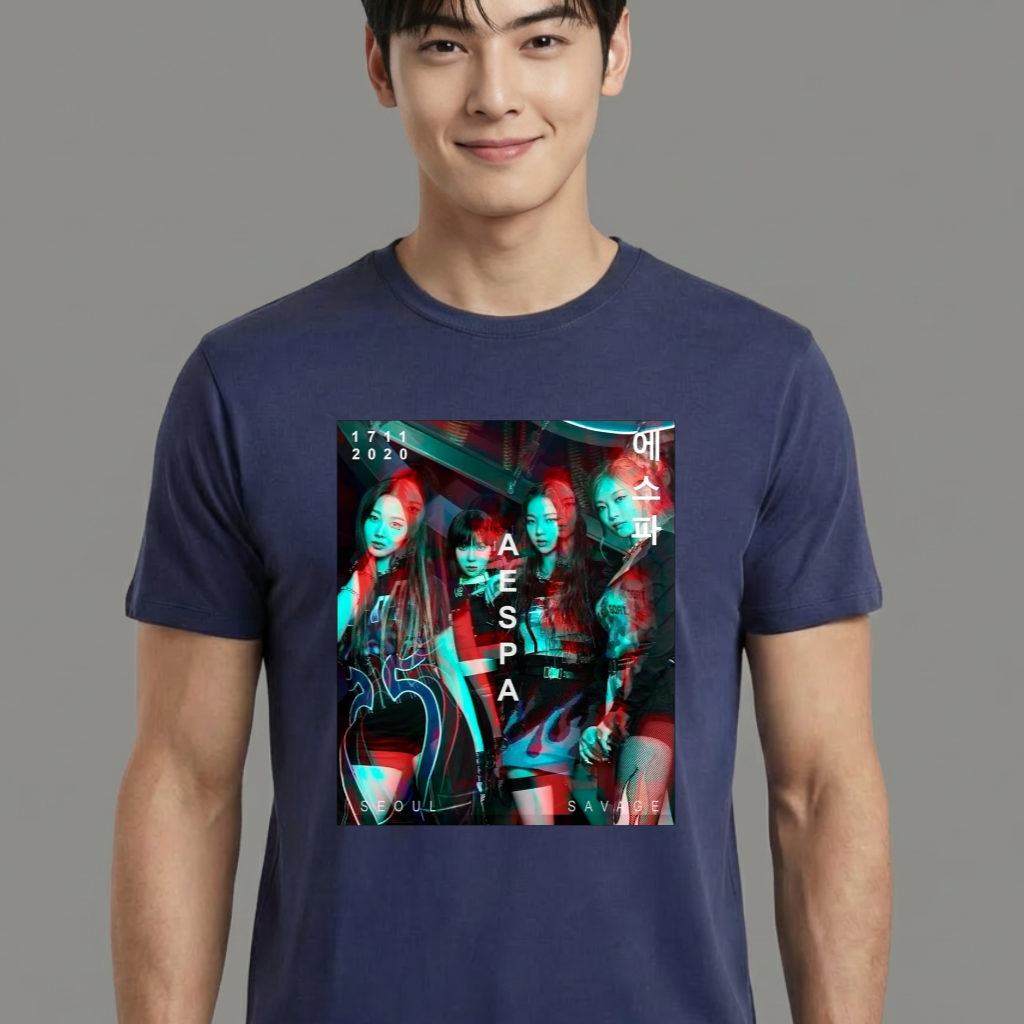 Camiseta Aespa Glitch azul