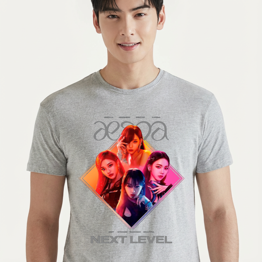 Camiseta Aespa Group Kpop cinza