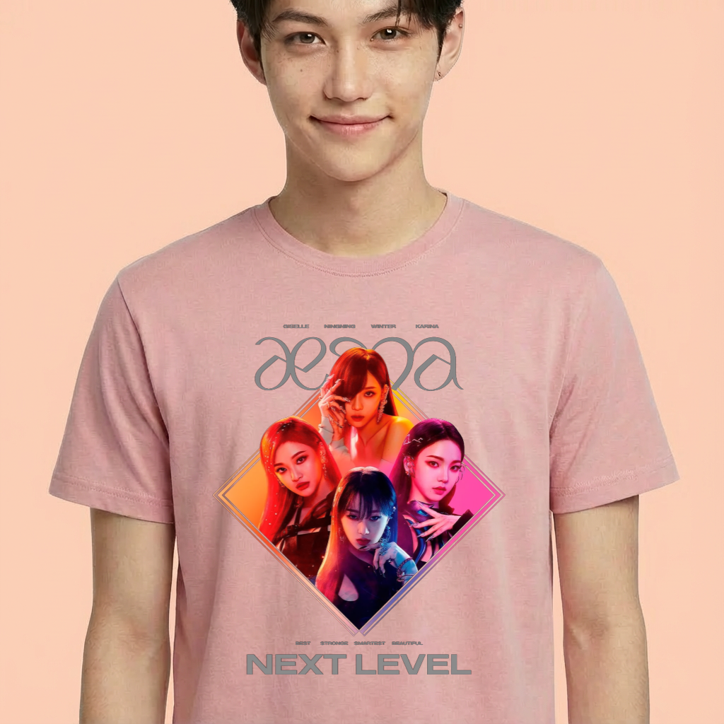 Camiseta camiseta-basica-aespa-group-kpop - Rosa