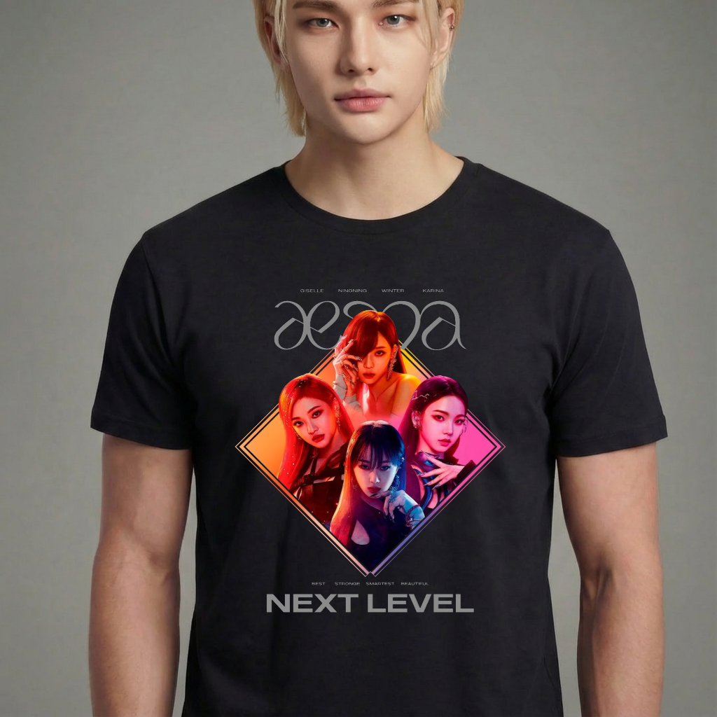 Camiseta camiseta-basica-aespa-group-kpop - Preta