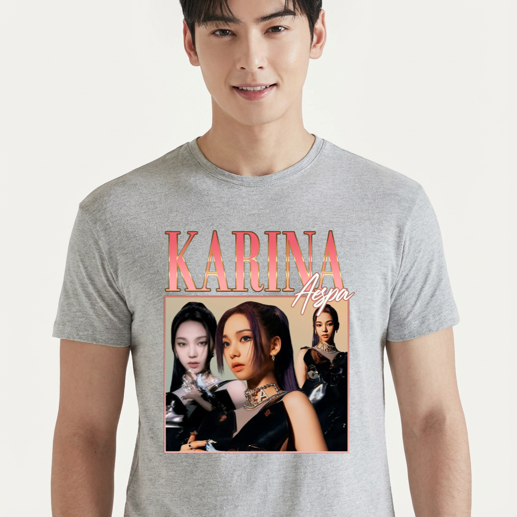 Camiseta camiseta-basica-aespa-karina-graphic - Cinza