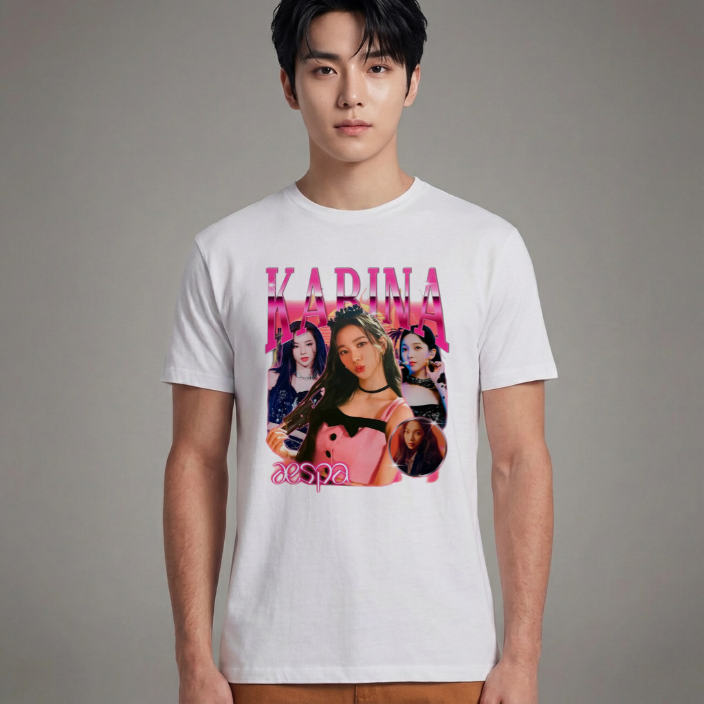 Camiseta Básica Aespa Karina Vintage - Branca