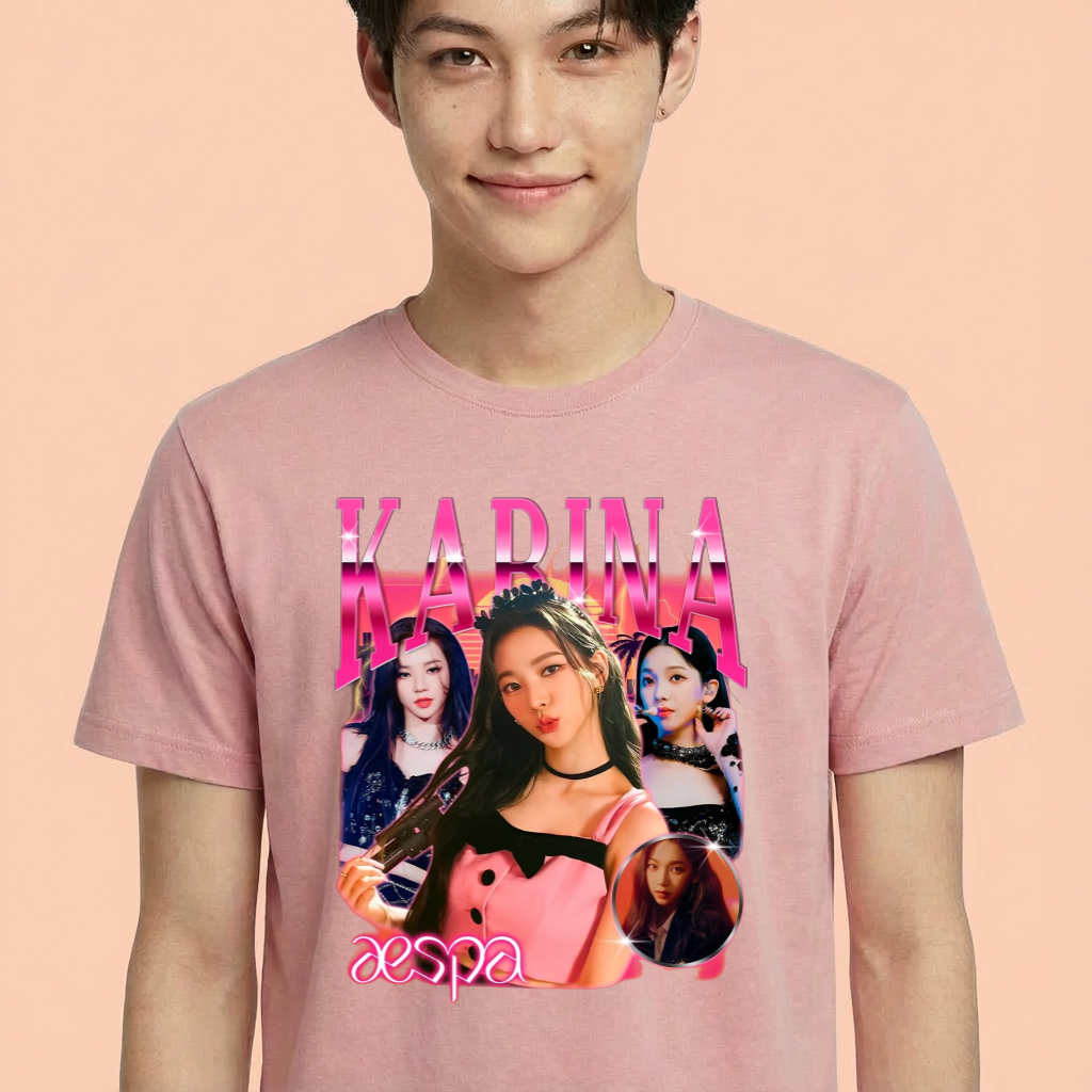 Camiseta camiseta-basica-aespa-karina-vintage - Rosa