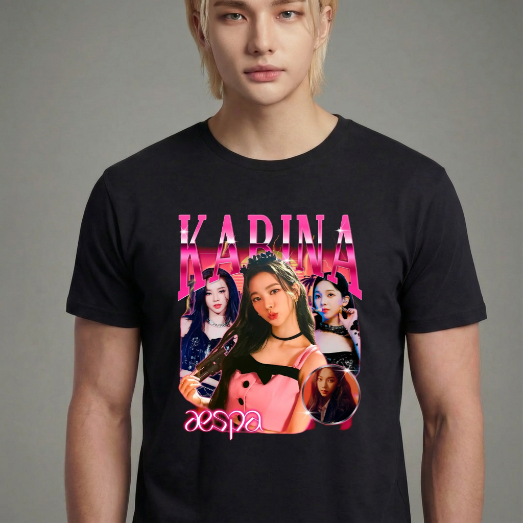 Camiseta camiseta-basica-aespa-karina-vintage - Preta