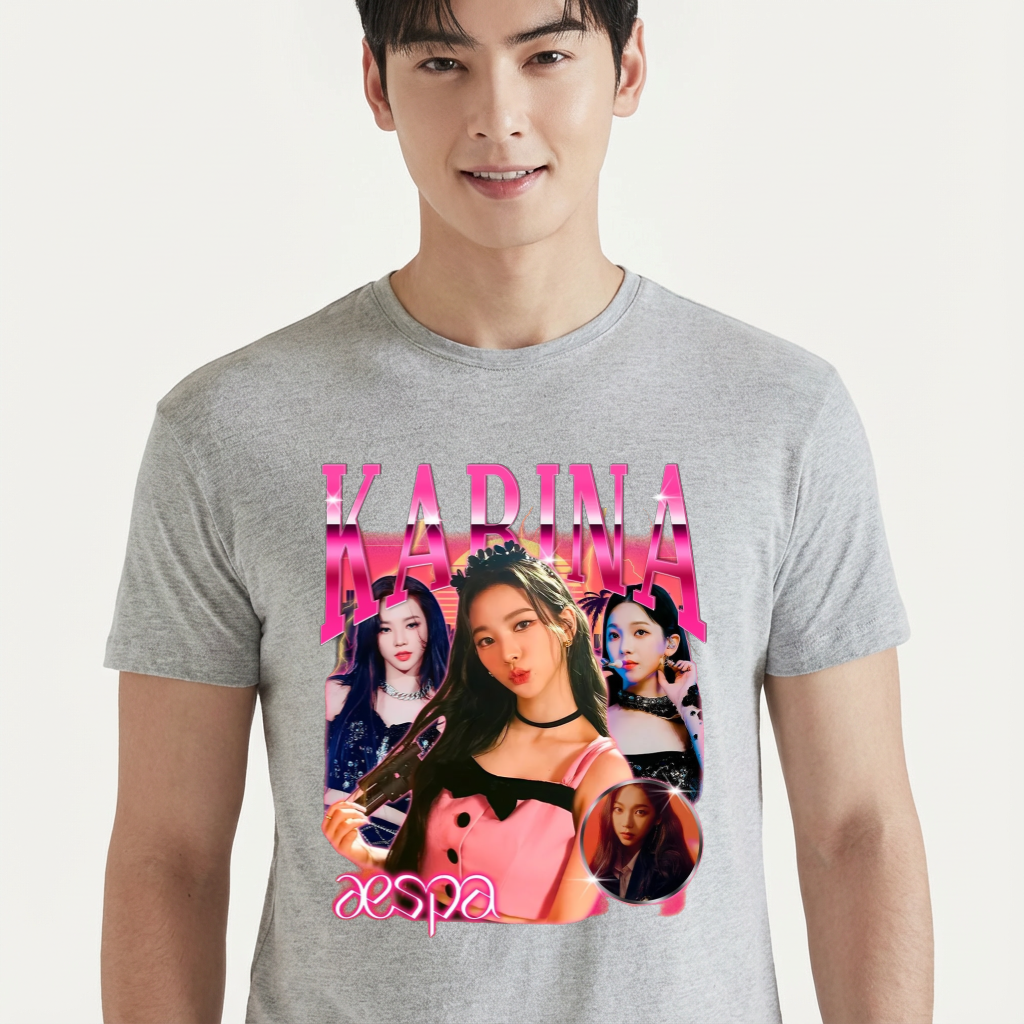 Camiseta camiseta-basica-aespa-karina-vintage - Cinza