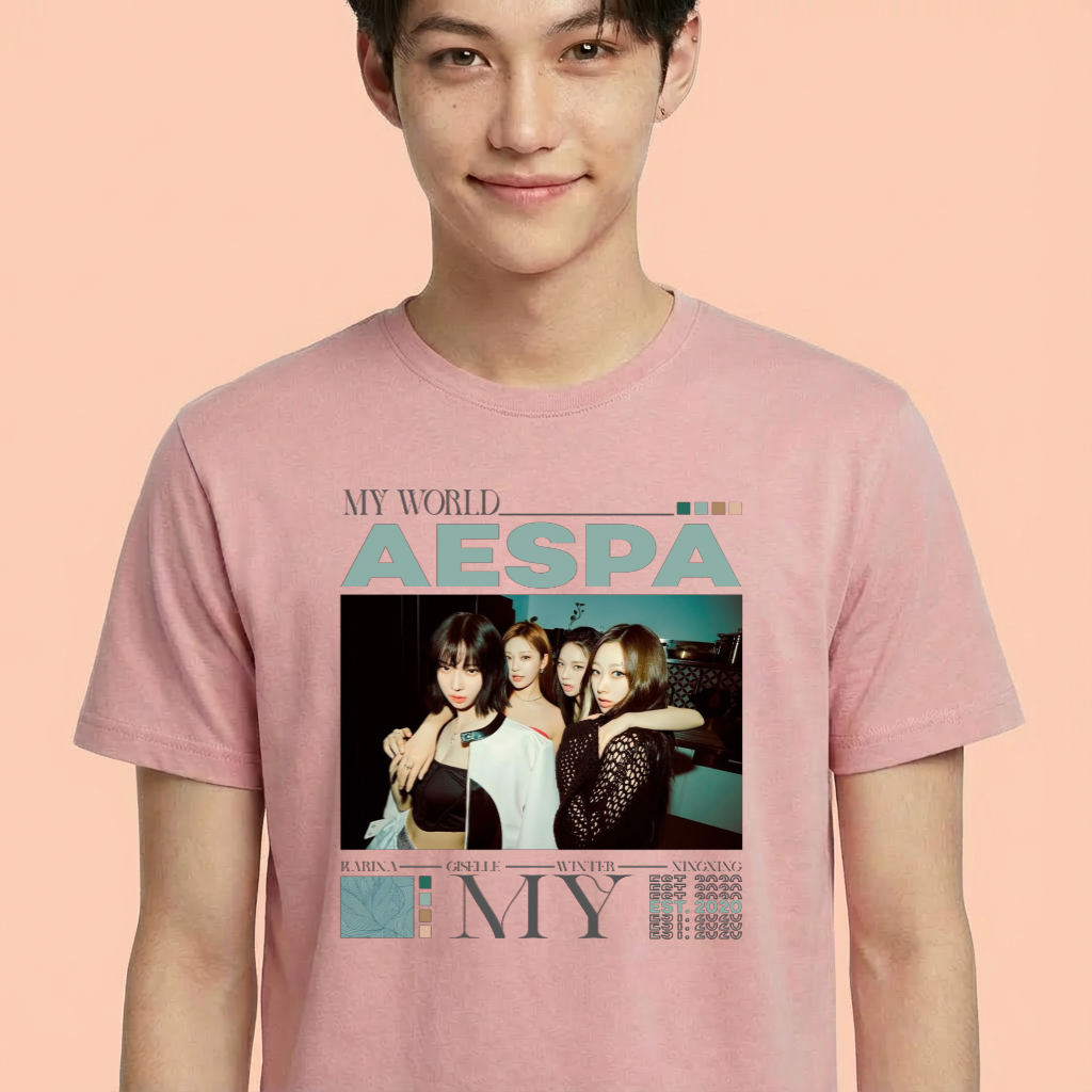 Camiseta camiseta-basica-aespa-kpop - Rosa